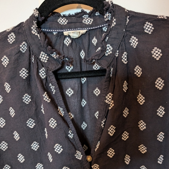 Pilcro Anthropologie Tavi Embroidered Textured Ruffle Collar Blouse Sz XS - Picture 6 of 15